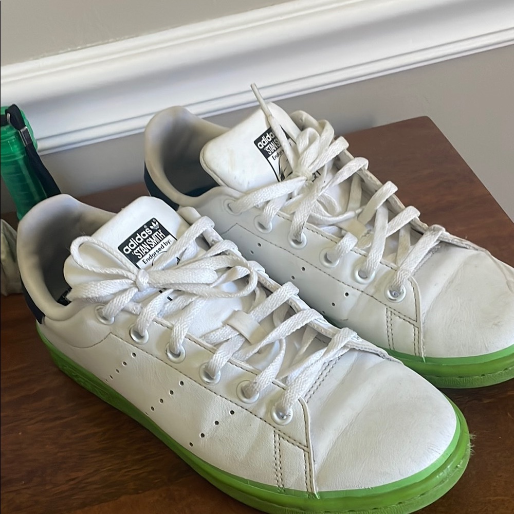 Adidas Classic White Sneakers with Green Soles